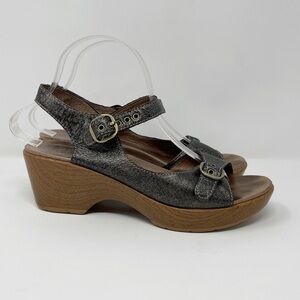 Dankso Joanie Sandals Pewter Burnished Metallic Leather